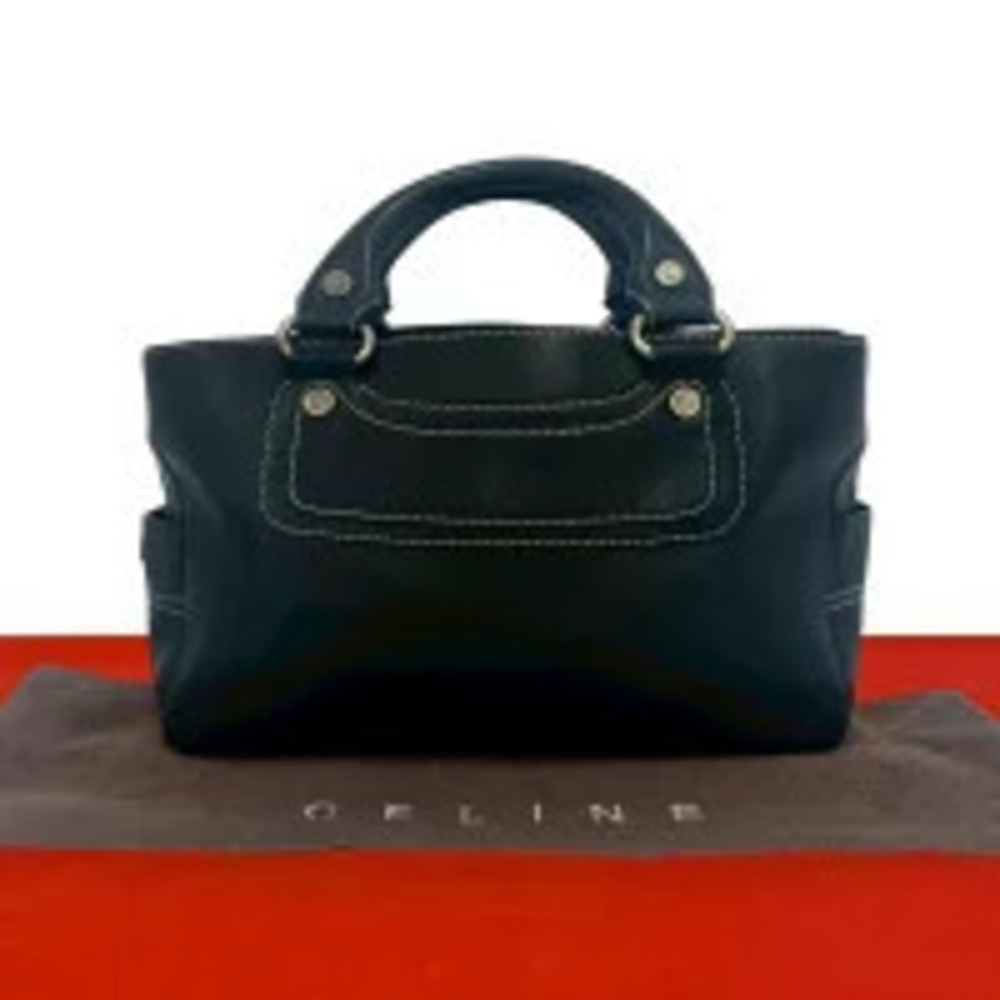 Celine Boogie Leather Handbag Boston Tote Black